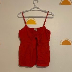 LOFT Red Front Knot Tank Top